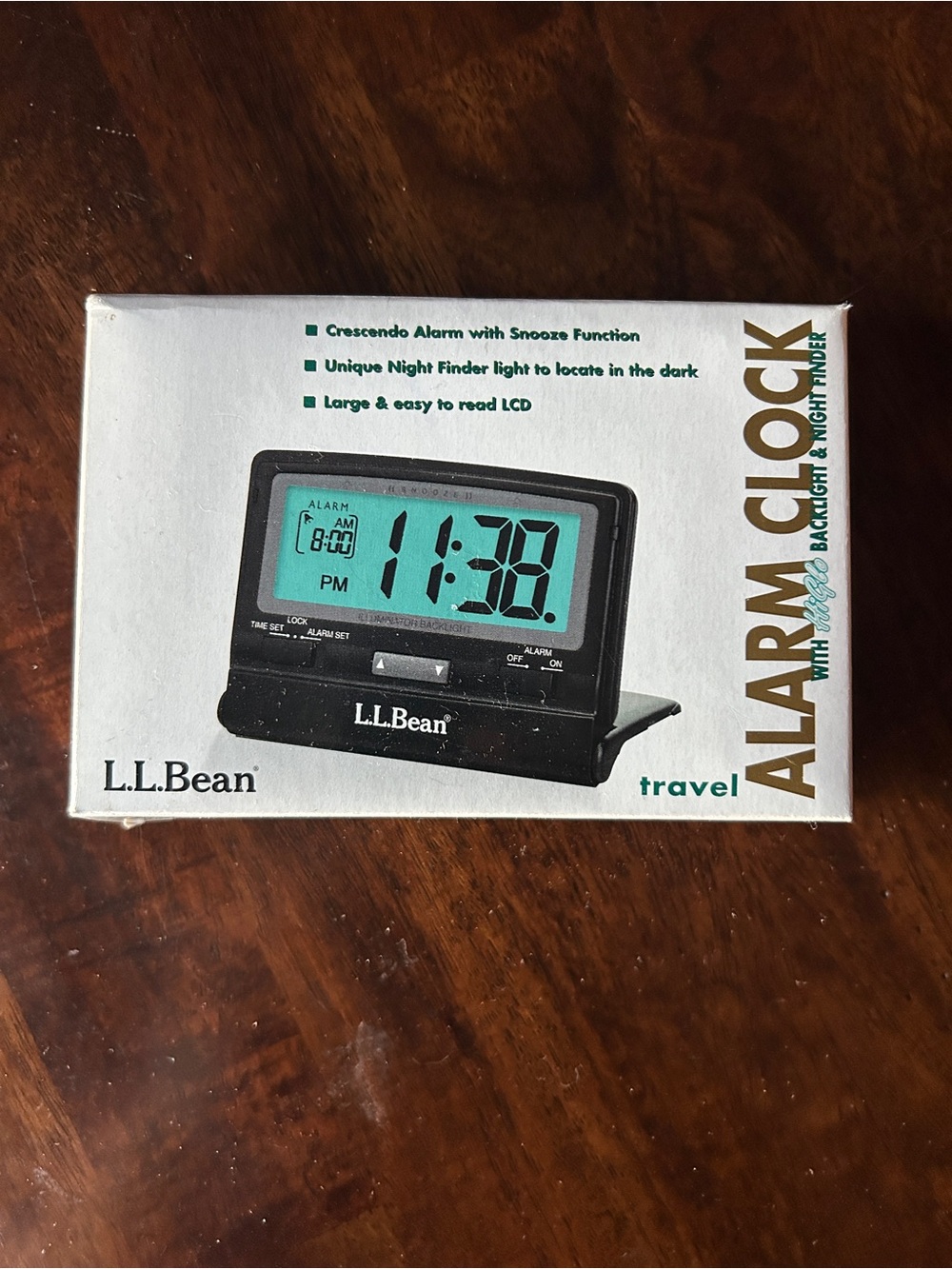 Vintage L.L.Bean Travel Alarm Clock with Green Backlight